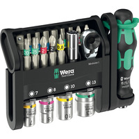 Wera Tool-Check Modular 1, Bit-Satz schwarz/grün, 21-teilig, inkl. 1/4" Bit-Ratsche