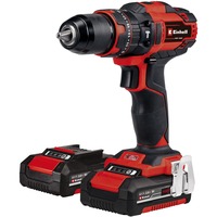 EINHELL Power X-Change Akku-Schlagbohrschrauber TE-CD 18/40 Li-i +64, 18Volt rot/schwarz, 2x Li-Ion-Akku 2,0Ah, 64-teiliges Zubehör