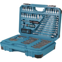 Makita Handwerkzeug-Set E-17980, 231-teilig blau, mit 2 Umschaltknarren, 1/4" und 1/2", Koffer