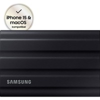Samsung Portable SSD T7 Shield 2 TB, Externe SSD schwarz, USB-C 3.2 Gen 2 (10 Gbit/s), extern