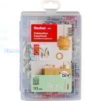 fischer EasyDIY Box Dekoration EasyHook+Schraube , Dübel hellgrün/rot, 113-teilig