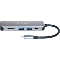 D-Link DUB-2325, Dockingstation silber, USB-A, USB-C, SD- und microSD-Karten