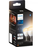 Philips Hue White Ambiance E14 Smarte Lampe Tropfenform Doppelpack 470 lm, LED-Lampe 