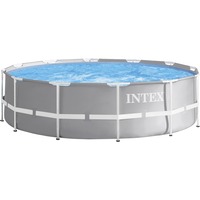 Intex Frame Pool Set Prism Rondo 126716GN, Ø 366 x 99cm, Schwimmbad grau/blau, Kartuschen-Filteranlage ECO 604G
