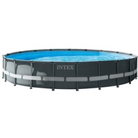 Intex Frame Pool Set Ultra Rondo XTR Ø 610 x 122cm, Schwimmbad dunkelgrau/blau, Sandfilteranlage SF80220RC-2