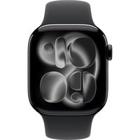 Apple Watch Series 11, Smartwatch schwarz (glänzend), Aluminium, 46 mm, Sportarmband schwarz S/M