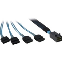 Inter-Tech Kabel SFF 8643 > 4x SATA schwarz/blau, 0,5 Meter (teilummantelt)