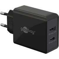 goobay USB-C PD Dual-Schnellladegerät 30 Watt schwarz, 1x USB-A, 1x USB-C PD
