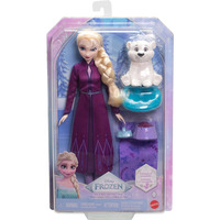 Mattel Disney Die Eiskönigin Elsa-Modepuppe und Eisbärenjunges-Figur mit 4 Pflegezubehörteilen