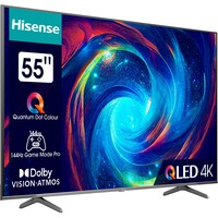 Hisense 55E77KQ PRO, LED-Fernseher 139 cm (55 Zoll), silber, UltraHD/4K, Triple Tuner, HDR10+, WLAN, LAN, Bluetooth, 120Hz Panel