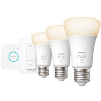 Philips HUE White Starter-Kit E27, LED-Lampe drei Lampen, eine Hue-Bridge, ein Dimmschalter, ersetzt 75 Watt