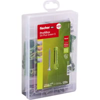 fischer Profi-Box Spreizdübel SX Plus Green hellgrün, 120-teilig, mit Schrauben