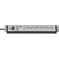 Brennenstuhl Premium-Line Steckdosenleiste 6-fach, 19" Format schwarz/hellgrau, 3 Meter, 60.000A Überspannungsschutz