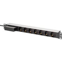Digitus Steckdosenleiste 19" PDU mit Aluminiumprofil, 7-fach schwarz/aluminium, 1,80 Meter Kabel, 1 HE, mit Leitungsschutzschalter