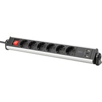 Digitus Office-Steckdosenleiste 6-fach, 3x USB silber/schwarz, 1,5 Meter Kabel, Schalter