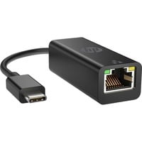 HP USB Adapter, USB-C Stecker > RJ-45 Buchse schwarz, 10cm, Gigabit LAN 10/100/1.000 Mbit/s