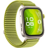 Huawei Watch Fit 4 Pro (Seiya-B29W), Smartwatch titan, grünes Nylonarmband