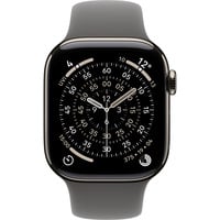 Apple Watch Series 11, Smartwatch Titan Natur, Titangehäuse, 42 mm, Sportarmband steingrau S/M, Cellular