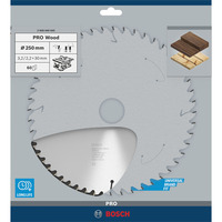 Bosch PRO Wood Kreissägeblatt, Ø 250mm, 60Z Bohrung 30mm, für Tischkreissägen