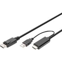 Digitus Adapterkabel HDMI > Displayport, UHD 4K schwarz, 2 Meter