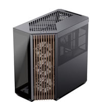 APNX V1-W-BK-v3, Tower-Gehäuse schwarz, Tempered Glass x 2, Holz-Verkleidung