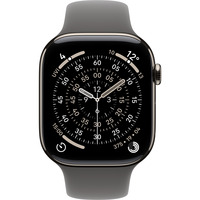Apple Watch Series 11, Smartwatch Titan Natur, Titangehäuse, 46 mm, Sportarmband steingrau S/M, Cellular