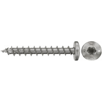 fischer Spanplattenschraube PowerFast II 4,5x40 Halbrundkopf TX 200 Stück, mit Vollgewinde, Edelstahl A2