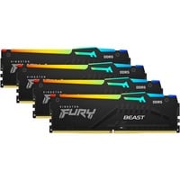 Kingston FURY DIMM 64 GB DDR5-5600 (4x 16 GB) Quad-Kit, Arbeitsspeicher schwarz, KF556C40BBAK4-64, FURY Beast RGB, INTEL XMP