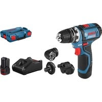 Bosch Akku-Bohrschrauber GSR 12V-15 FC Professional, 12Volt blau/schwarz, 2x Li-Ionen Akku 2,0Ah, in L-BOXX