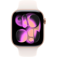 Apple Watch Series 11, Smartwatch roségold, Aluminium, 46 mm, Sportarmband blassrosa S/M, Cellular