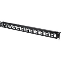 Digitus Modulares Patchpanel, 24-Port, unbestückt, abgestuft schwarz, 1 HE, für Keystone-Module