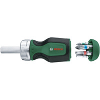 Bosch Stubby Bit Ratschenschraubendreher + 6 Bits grün/schwarz, 7-teilig