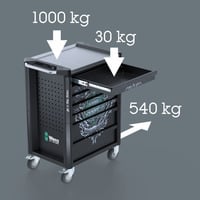 Wera 9706 Tool Rebel Werkstattwagen Stainless 2, mit Bestückung, Werkzeugwagen schwarz/silber, 191-teilig, im exklusiven Tool Rebel Design