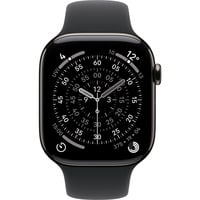 Apple Watch Series 11, Smartwatch Titan Schiefer, Titangehäuse, 46 mm, Milanaise Armband schiefer M/L, Cellular