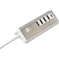 Brennenstuhl estilo USB-Multiladegerät weiß/edelstahl, 5x USB, PD 20 Watt