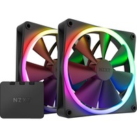 NZXT F140 RGB DUO Twin 140x140x25, Gehäuselüfter schwarz, 2er Pack, inkl. RGB-Controller