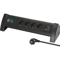 Brennenstuhl Premium-Office-Line Steckdosenleiste 4-fach, 2x USB, für den Schreibtisch schwarz, 1,8 Meter Kabel, USB-A, USB-C, mit Sicherheitsschalter