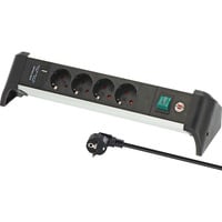 Brennenstuhl Alu-Office-Line Steckdosenleiste 4-fach, 2x USB, für den Schreibtisch schwarz/aluminium, 1,8 Meter Kabel, USB-A, USB-C PD, mit Sicherheitsschalter