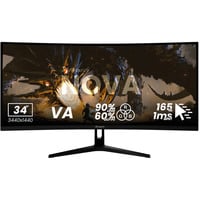 Arozzi Nova 34T2K165, Gaming-Monitor 86.4 cm (34 Zoll), schwarz, UWQHD, VA, Curved, HDMI, DP, Lautsprecher, 165Hz Panel