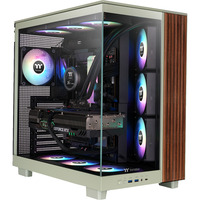 Thermaltake View 380 XL WS ARGB Matcha Green, Tower-Gehäuse hellgrün/holz, Tempered Glass x 2, Holzstruktur