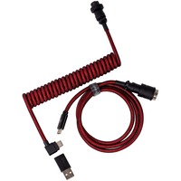 Keychron USB 3.2 Gen 1 Premium Coiled Aviator Kabel, USB-C Stecker > USB-C Stecker rot, 1,08 Meter, abgewinkelter Stecker