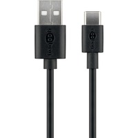 goobay USB 2.0 Kabel, USB-A Stecker > USB-C Stecker schwarz, 1 Meter