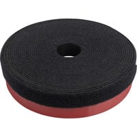 Digitus Klettband Kabelmanagement System, Pilzkopfband schwarz, selbstklebendes Pilzkopfband 5 Meter, Flausch und Klettband 10 Meter