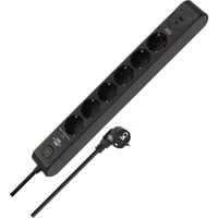 Brennenstuhl Steckdosenleiste 6-fach mit 1x USB-C, 1x USB-A schwarz/anthrazit, 2 Meter, 13.500A Überspannungsschutz
