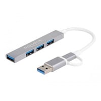 DeLOCK 4 Port Slim USB Hub mit USB Type-C oder USB Typ-A, USB-Hub 