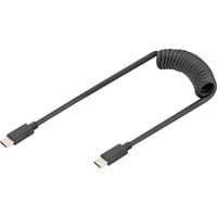 Digitus USB 2.0 Spiralkabel USB-C > USB-C schwarz, 1 Meter, PD, Laden mit bis zu 60 Watt