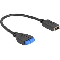DeLOCK 19 Pin USB Pfostenbuchse zu USB Typ-E Key A Buchse, Adapter schwarz/blau, 25cm