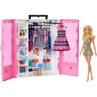 Mattel Barbie Fashionistas Kleiderschrank mit Puppe, Puppenmöbel 
