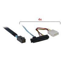 Inter-Tech Kabel SFF 8643 > 4x 8482 SATA Power schwarz/blau, 0,5 Meter (teilummantelt)
