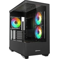 Sharkoon ELITE SHARK CM100 Generalüberholt, Tower-Gehäuse schwarz, Tempered Glass x 2